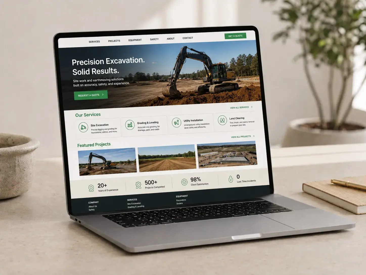 iPhone mockup of an example excavation contractor website built by ChegTech