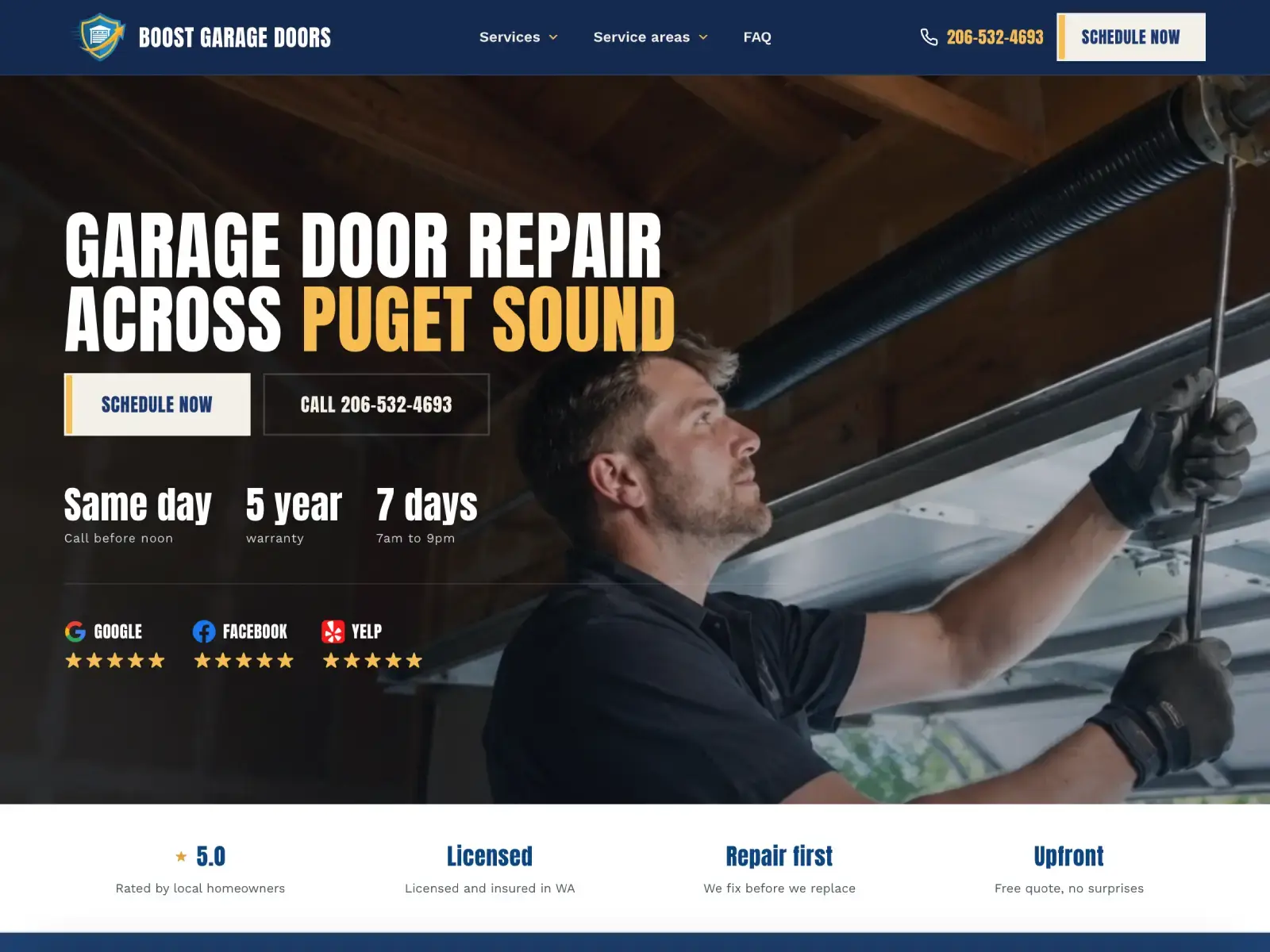 Boost Garage Doors' new custom website built by ChegTech